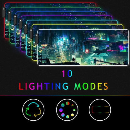 Imegny RGB Mouse Pad, XXL LED Gaming Mouse Mat Heavy Duty Anty Slip 35.4 * 15.7 Inches greencity