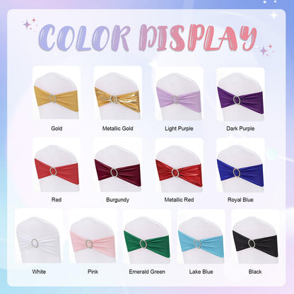 MehelloFeather Spandex Chair Sashes 50Pcs Chair Bows for Weddings Parties Holiday Celebrations and Event Decorations(Gold)