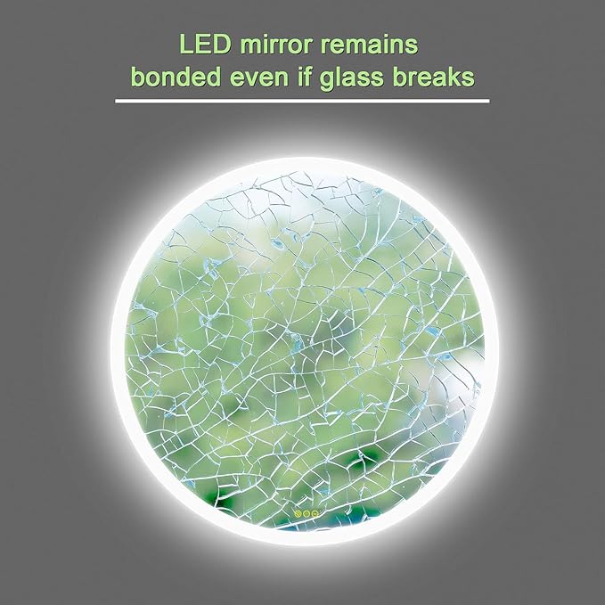24X24 LED Bathroom Mirror with Lights, Anti-Fog, Dimmable, Backlit + Front Lit, Lighted Bathroom Vanity Mirror for Wall, Memory Function, Shatter-Proof