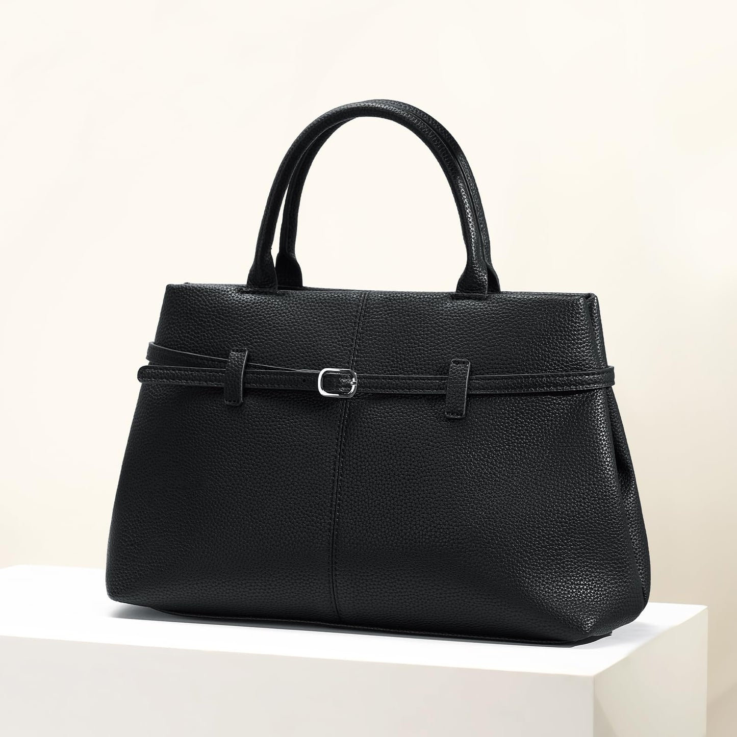 CHUNLI Satchel Purses for Women, Medium Crossbody Handbag with Detachable Shoulder Straps, Ladies Vegan Leather Top Handle Work Bags, Black