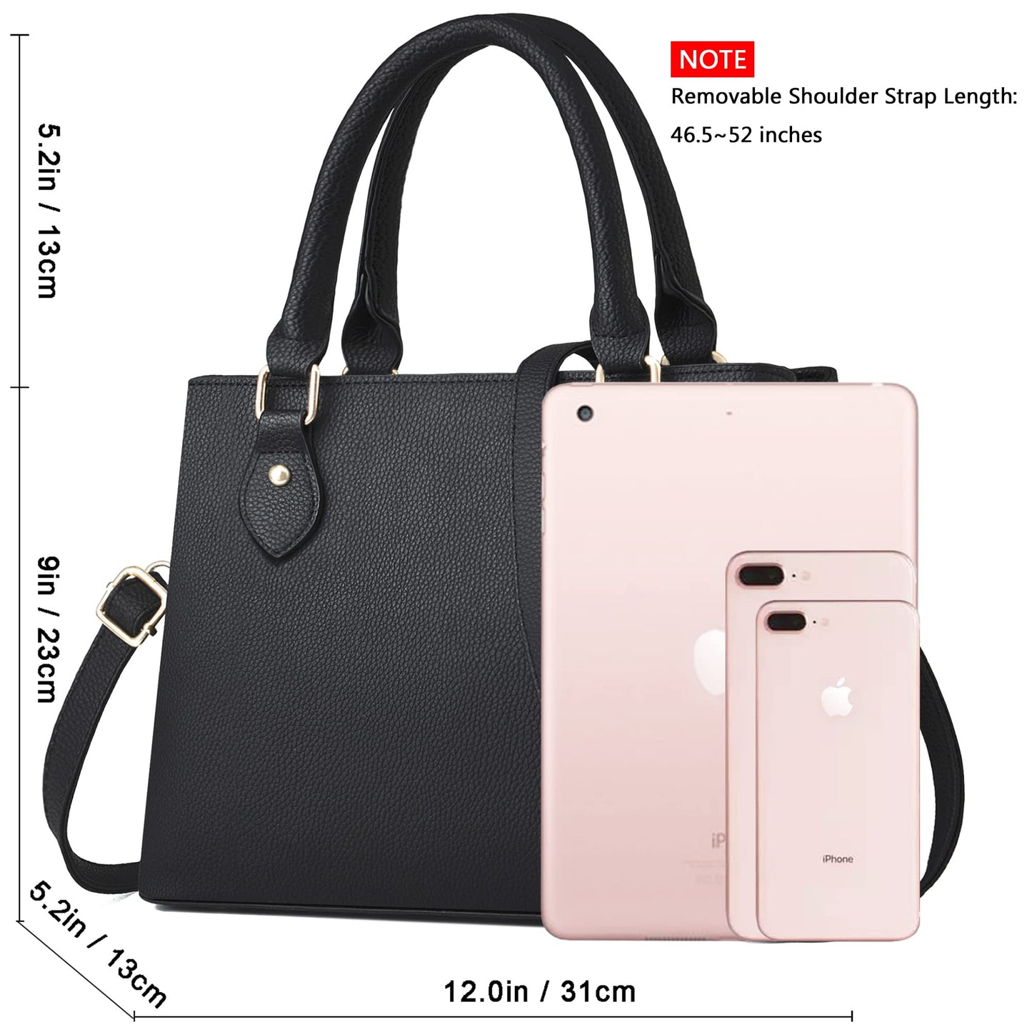 CHICAROUSAL Purses and Handbags for Women Leather Crossbody Bags Women's Tote Shoulder Bag (Black cc)