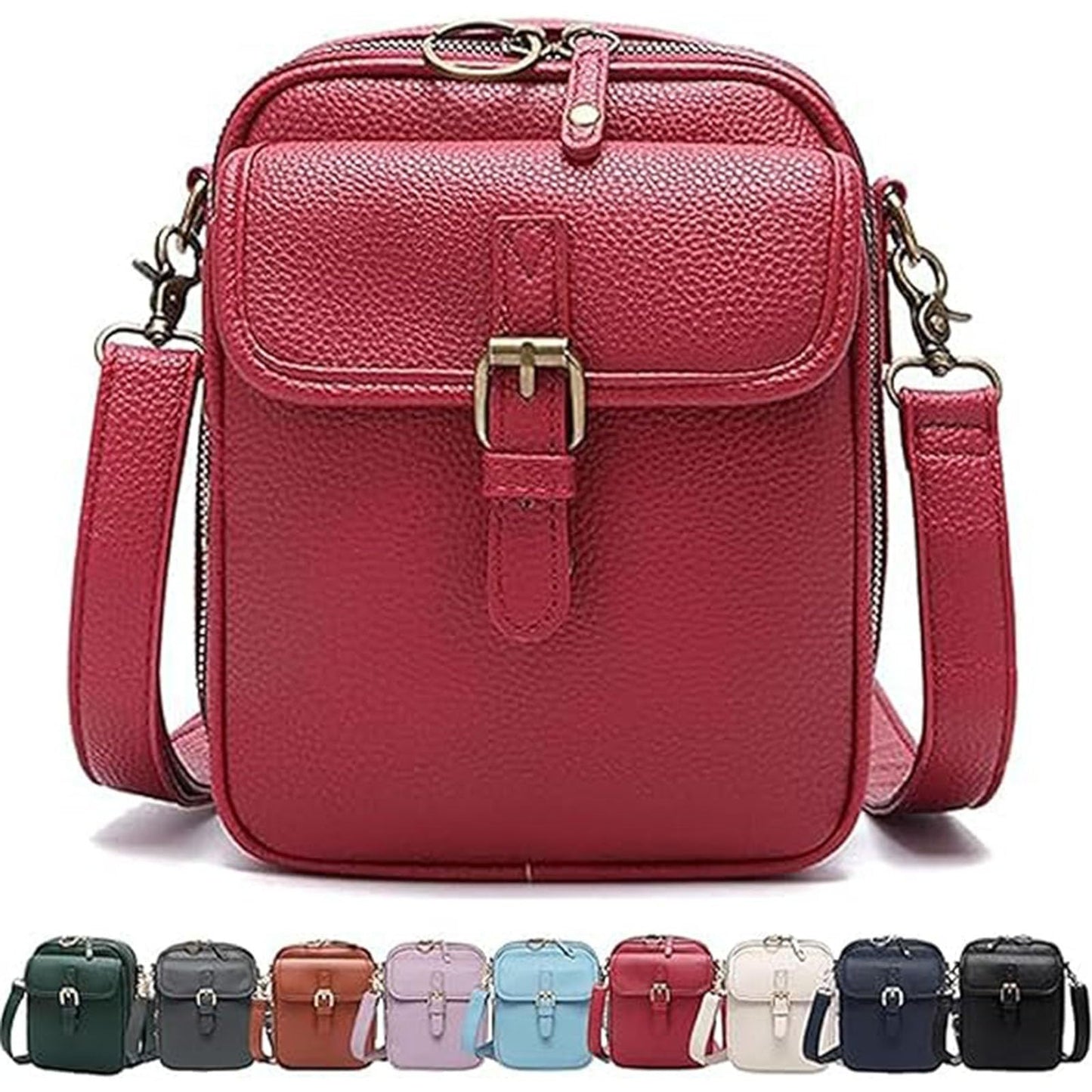Leather Crossbody Bag for Women - 2025 Vintage Anti-Theft Messenger Bag with Double Layer Large Capacity, Built-in Purse Card Slots,Retro Faux Leather Shoulder Sling Bag for Travel (Red, Large)
