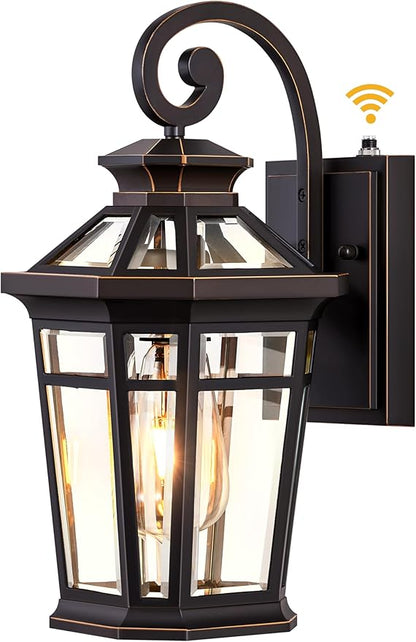 Outdoor Wall Lights Wall Mount, Exterior Lighting Fixtures Dusk to Dawn, Oil Rubbed Bronze Front Porch Lights, Outdoor Wall Lantern with Tempered Glass, Anti-Rust Garage Sconce Lights, Patio