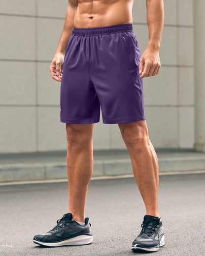 Men's Athletic Running Shorts with Zipper Pockets Quick Dry 7"/ 5"/ 9" Workout Gym Shorts for Basketball Hiking(Purple,7XXL)