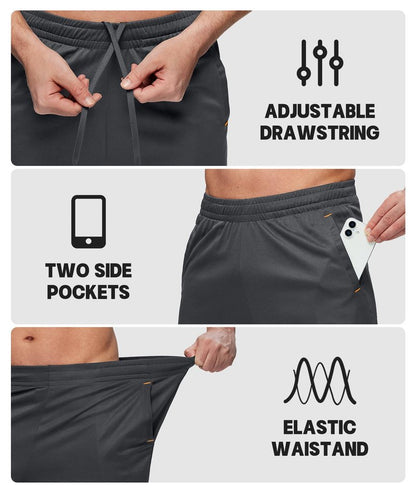 Little Beauty 5 Pack Mens Athletic Gym Shorts with Pockets Fast Dry Basketball Running Workout Shorts Navy/Dark Grey*2/Black*2, XL