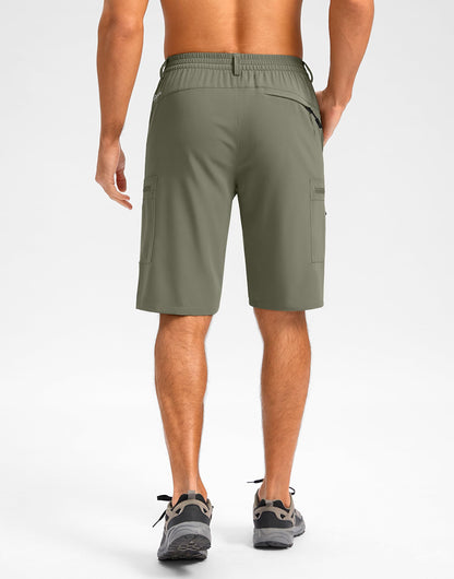 Pudolla Men's Hiking Shorts 11" Lightweight Cargo Work Shorts for Men Summer Travel Golf Casual Outdoor with 5 Pockets(Grey Sage Small)
