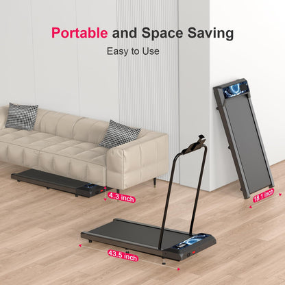 RJOP Walking Treadmill Pad with Incline - Portable Under Desk Treadmill, Walking Mat Pad with Handle Bar, 2.5HP Low Noise, 2 in 1 Treadmills for Home Office
