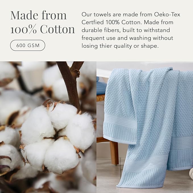 NY Loft 100% Cotton Hand Towel 6 Pack | Super Soft & Absorbent Quick-Dry Hand