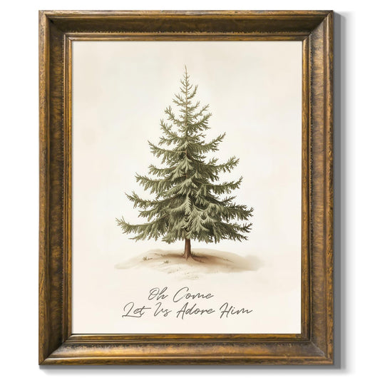 Unframed Canvas Wall Art Prints Vintage Christmas Decor Christmas Tree Pictures Pine Tree Botanical Winter Posters Xmas Painting for Bedroom Bathroom Living Room Office Decor (8" x 10"-Unframed)