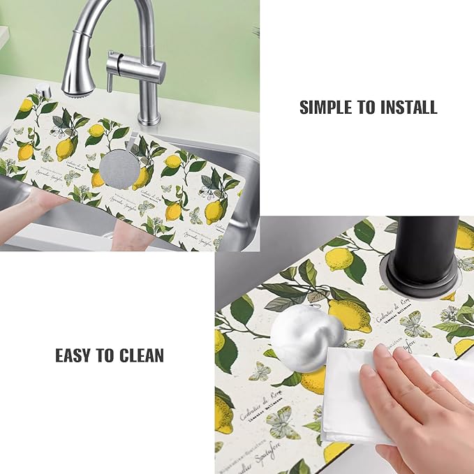 Sink Faucet Absorbing Mat, 2 Pack Drying Mat Around Faucet Sink Splash Guard