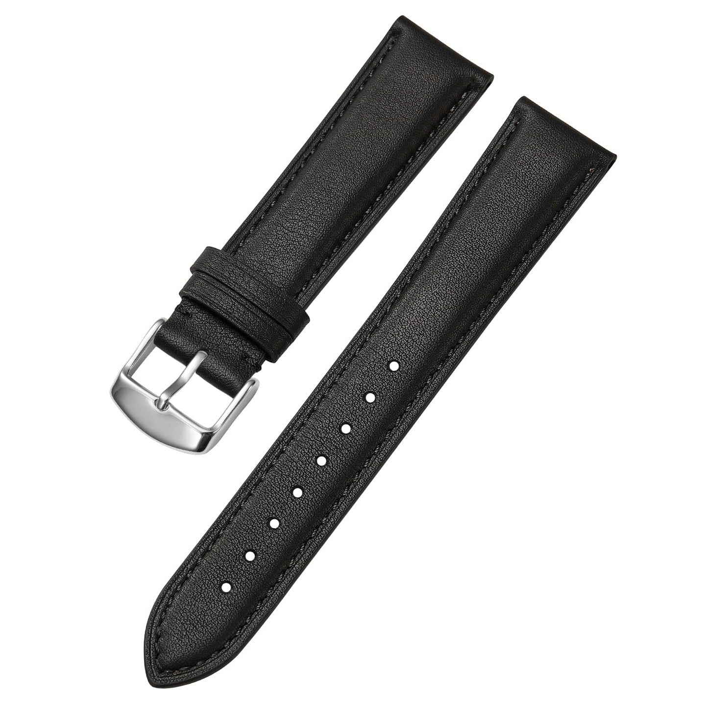 Afany Leather Watch Band 22mm for Men and Women, Quick Release Watch Strap, Black Replacement Watchband