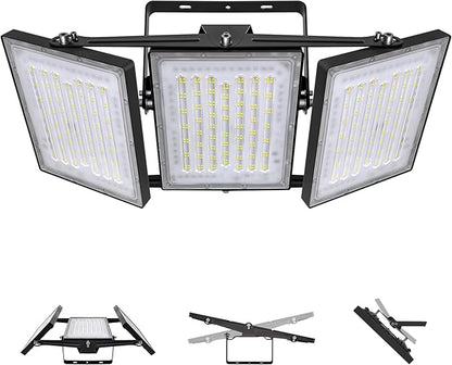 2 Pack LED Flood Lights Outdoor, STASUN 600W 60000lm 6000K Daylight White IP66 Waterproof, Commercial Parking Lot Lights, 3 Heads for Yard Street Stadium Outdoor Area Floodlight Bright Security Lights