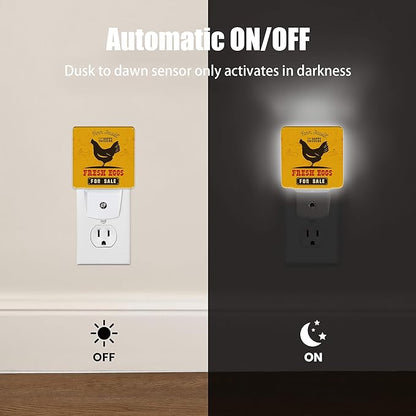 Retro Farm Rooster Night Light Plug in Wall Lamp Smart Dusk to Dawn Sensor for Home Decorative, Kids Room Bedroom Bathroom Kitchen Hallway Gifts