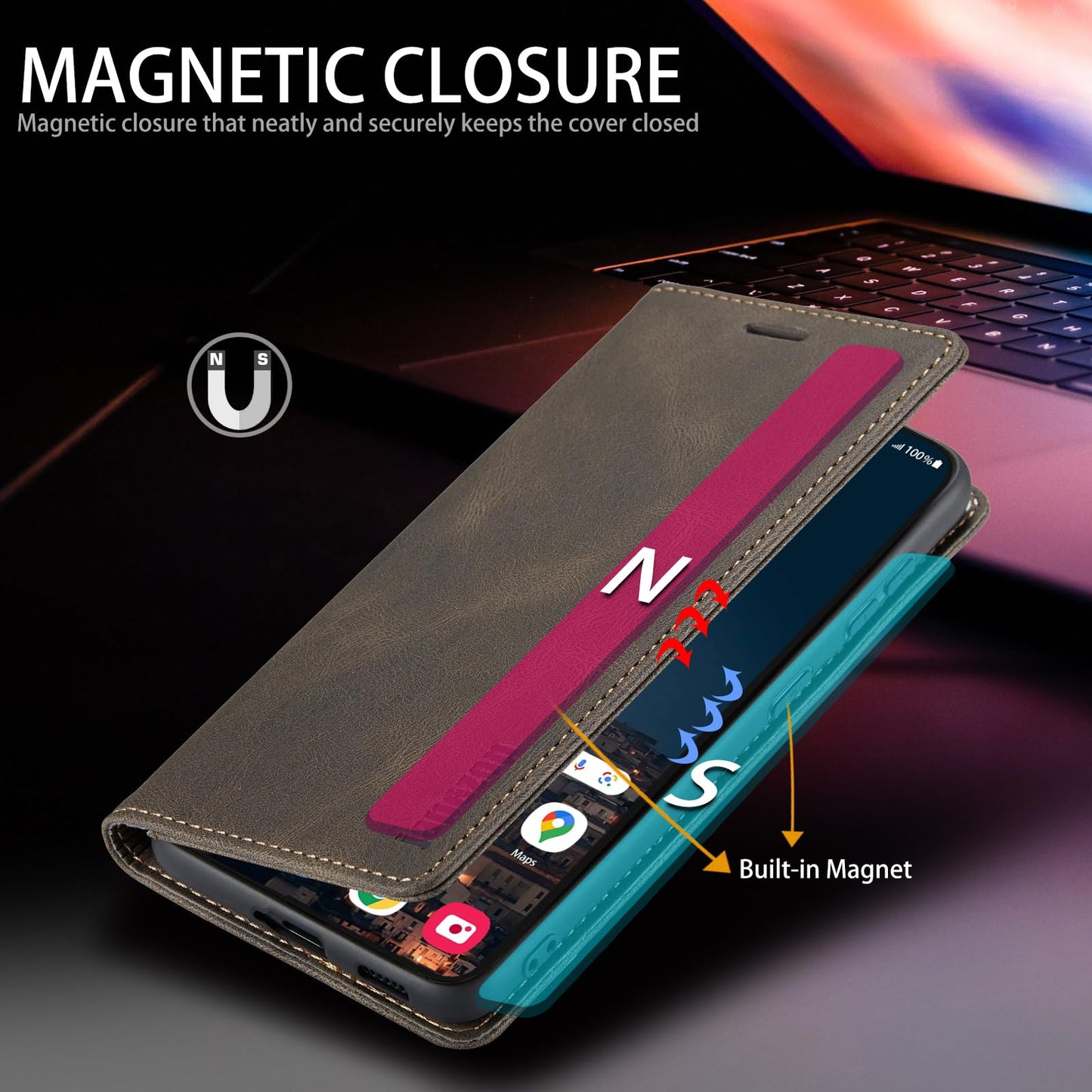 Samsung Galaxy S22 5G Wallet Case with RFID Blocking Card Holder Kickstand Magnetic,Leather Flip Case Wallet for Galaxy S22 5G 6.1 Inch(Coffee)