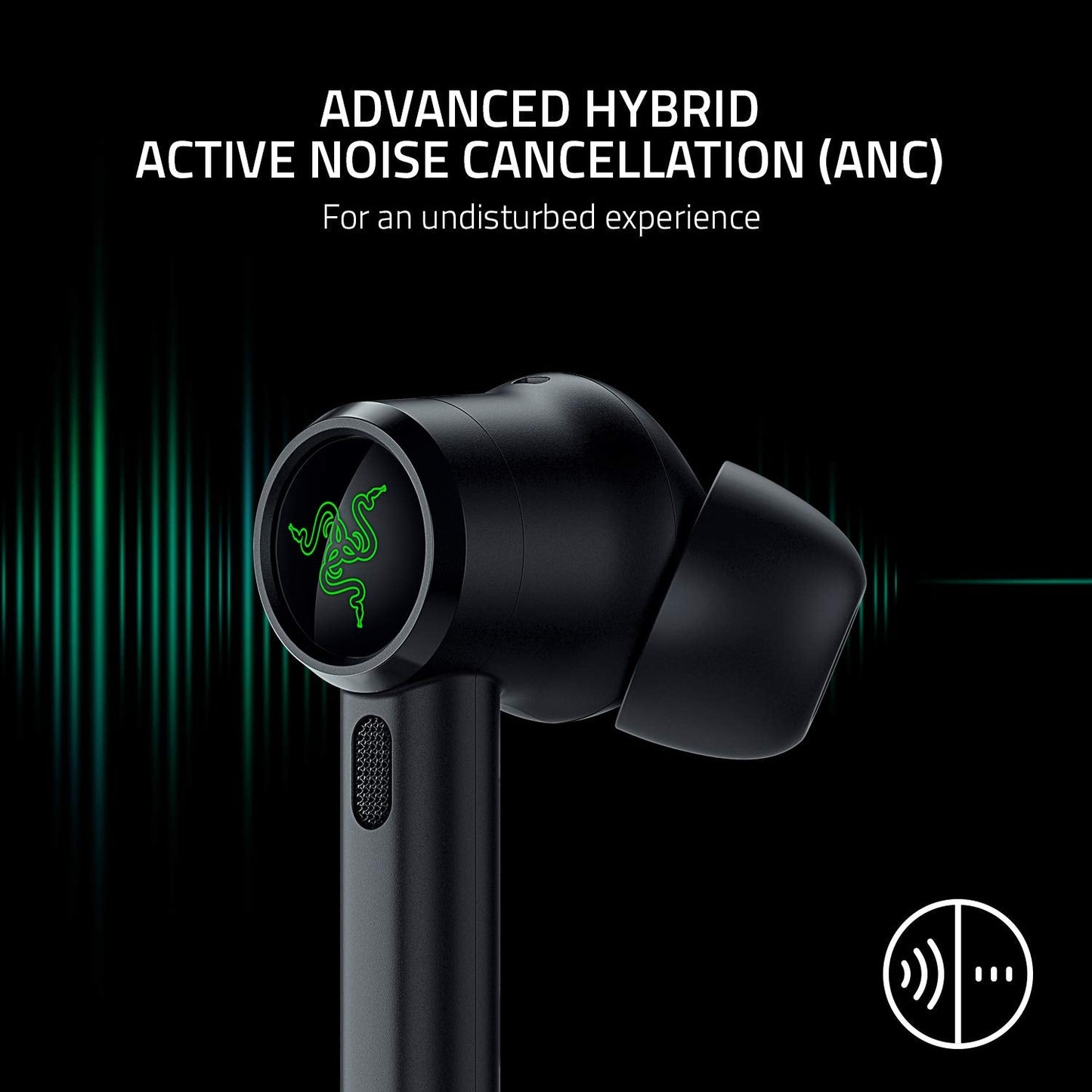 Razer Hammerhead True Wireless Pro Bluetooth Gaming Earbuds: THX Certified - Advanced Hybrid Active Noise Cancellation - 60ms Low-Latency - Touch Enabled - <20 Hr Battery Life - Classic Black