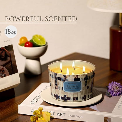 HomeLights Scented Candles for Women & Men, 18oz Candle Jars Aromatherapy 4-Wick Candle, Ideal for Rustic Modern Home Decor and Gifts, Blueberry Cheesecake