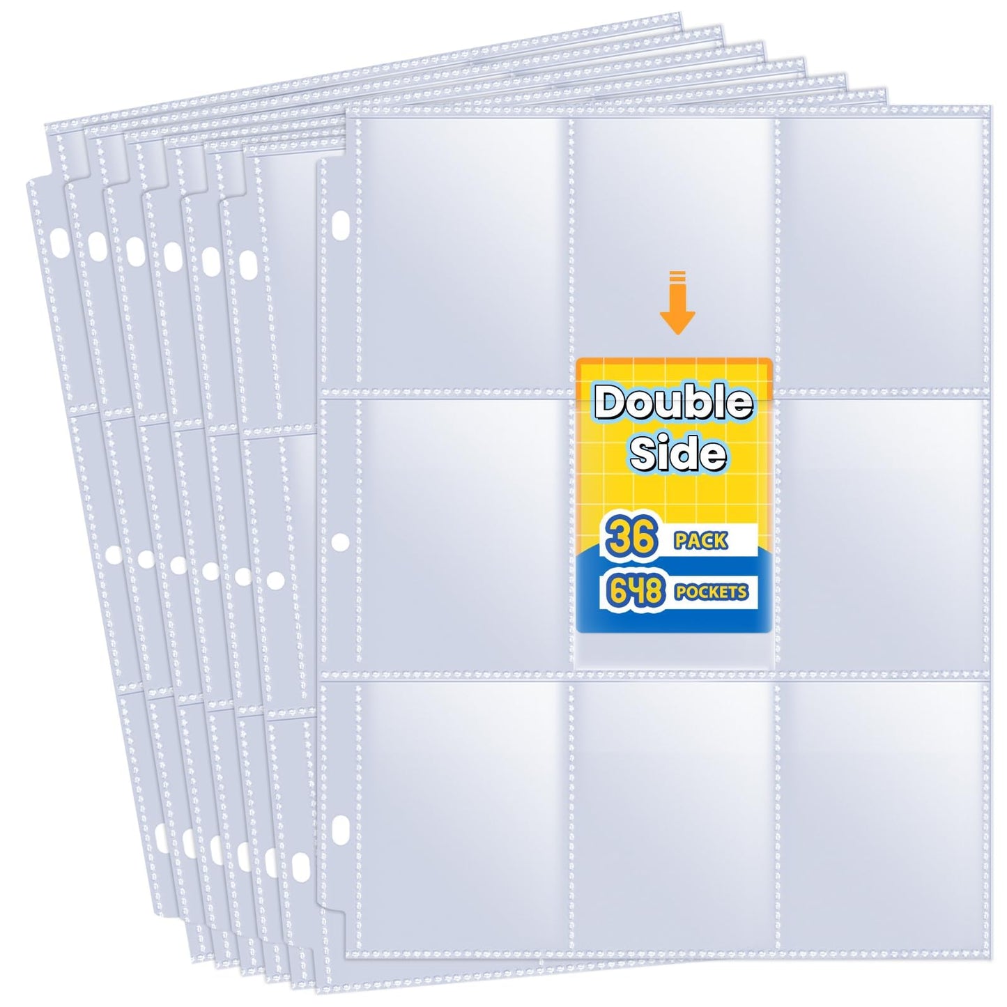 648 Pockets Double Side Trading Card Sleeves, Fabmaker 9 Pocket Card Sleeves Binder Sheets for 3 Ring Binder, Long-Lasting Trading Cards Binder Sleeves Compatible with MTG, Baseball, Game