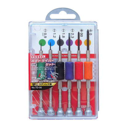 VESSEL Precision screwdriver set TD-56 / -0.9, -1.2, -1.8, -2.3, +00, +0