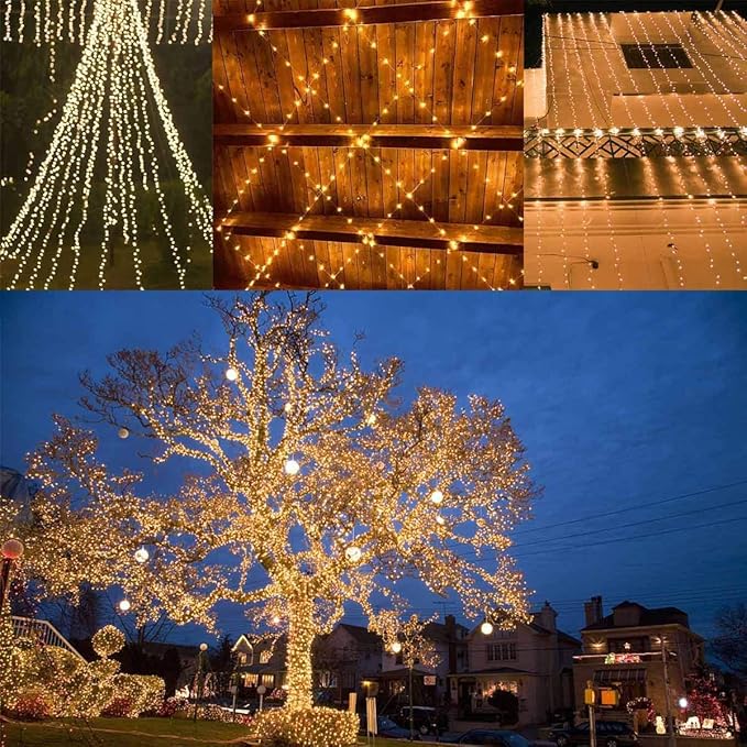 Extra-Long 144FT Solar String Lights for Outside, 2 Pack 400LED Solar Christmas Lights Outdoor, Waterproof Copper Wire with 8 Modes Twinkle Fairy Lights for Tree Garden Party Xmas Decor (Warm White)