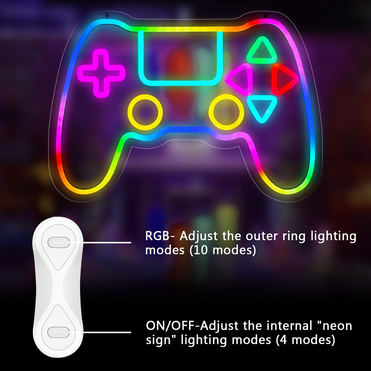 Qusea Gamer Neon Sign Gamepad Shaped RGB LED Neon Lights Gaming Sign USB Powered Game Gift for Boys Bedroom Gamer Room Wall Decor