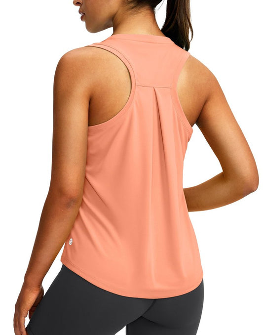Women's Workout Tops Racerback Athletic Tank Tops Sleeveless Loose Fit Yoga Running Gym Shirts for Women(Coral,S)