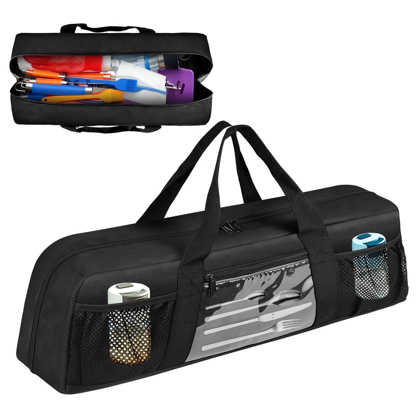 Boczif Grill Utensil Storage Bag, BBQ Tool Organized Bags, Barbecue Hardware Grill Accessories Carry Bag, Picnic Cooking Tools Holder Pouch for Camping, Outdoor BBQ