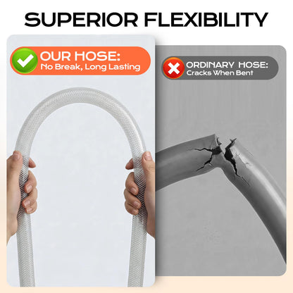 JAKARDA Soft Braided PVC Tubing, High Pressure Reinforced Vinyl Hose for Water, Oil with 2pcs Hose Clamps (3/4" ID x 1" OD*10ft)