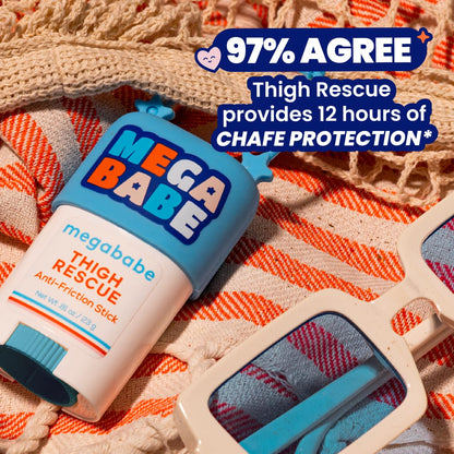 Pack of 2 - Megababe Thigh Rescue Anti-Chafe Stick Travel Size | Summer and Hot Weather Essentials | Prevents Skin Chafe & Irritation | 0.81 Ounces Each