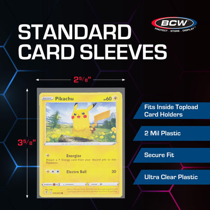 BCW Card Sleeves and Toploaders for Card Combo - 500 Count | Premium Top Loaders and Acid-Free Penny Sleeves | Great for Football, Magic: The Gathering, Pokémon, and Baseball Card Protectors