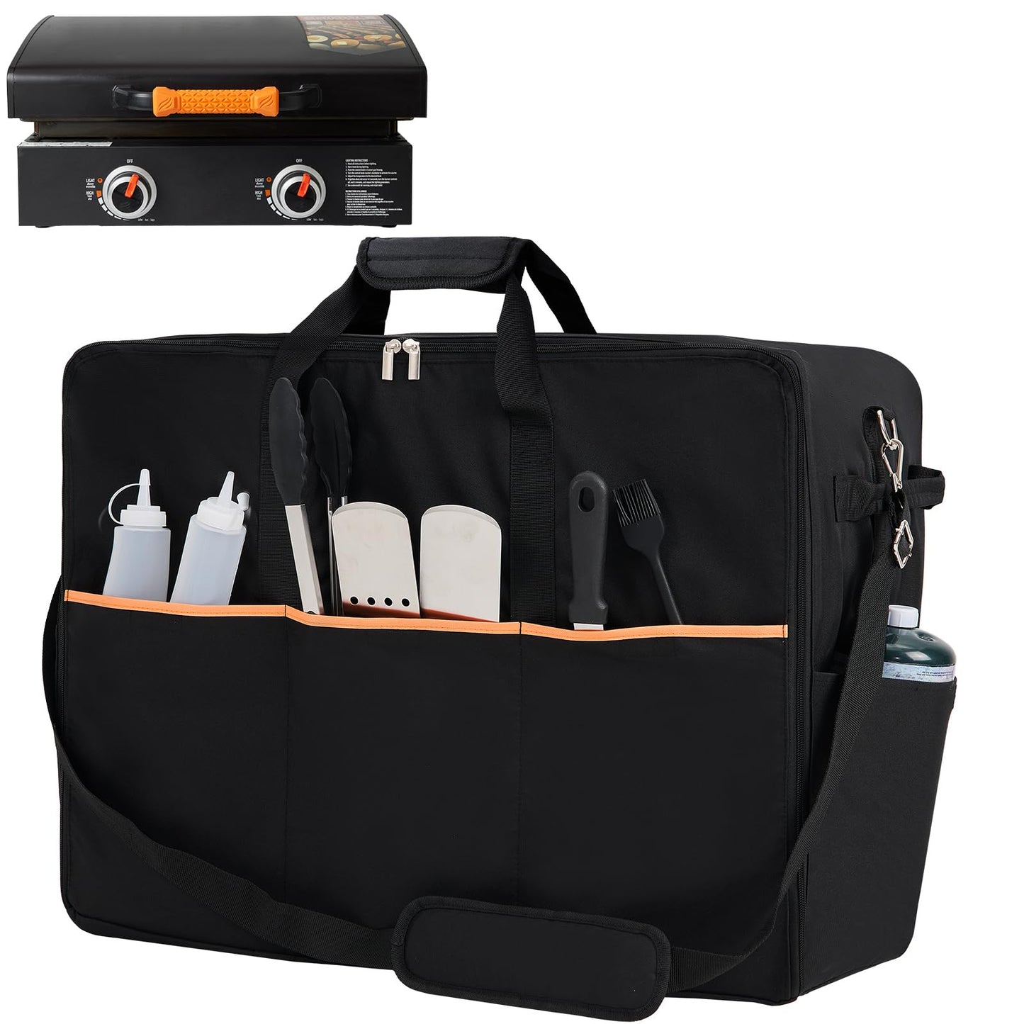 NOELIFE Carry Bag for Blackstone 22 inch Tabletop Griddle with Hood Lid, Reinforced Hardware & Rip-Proof Heavy Duty Fabric, Outdoor BBQ Grill Carrying Case, Black (Bag Only)