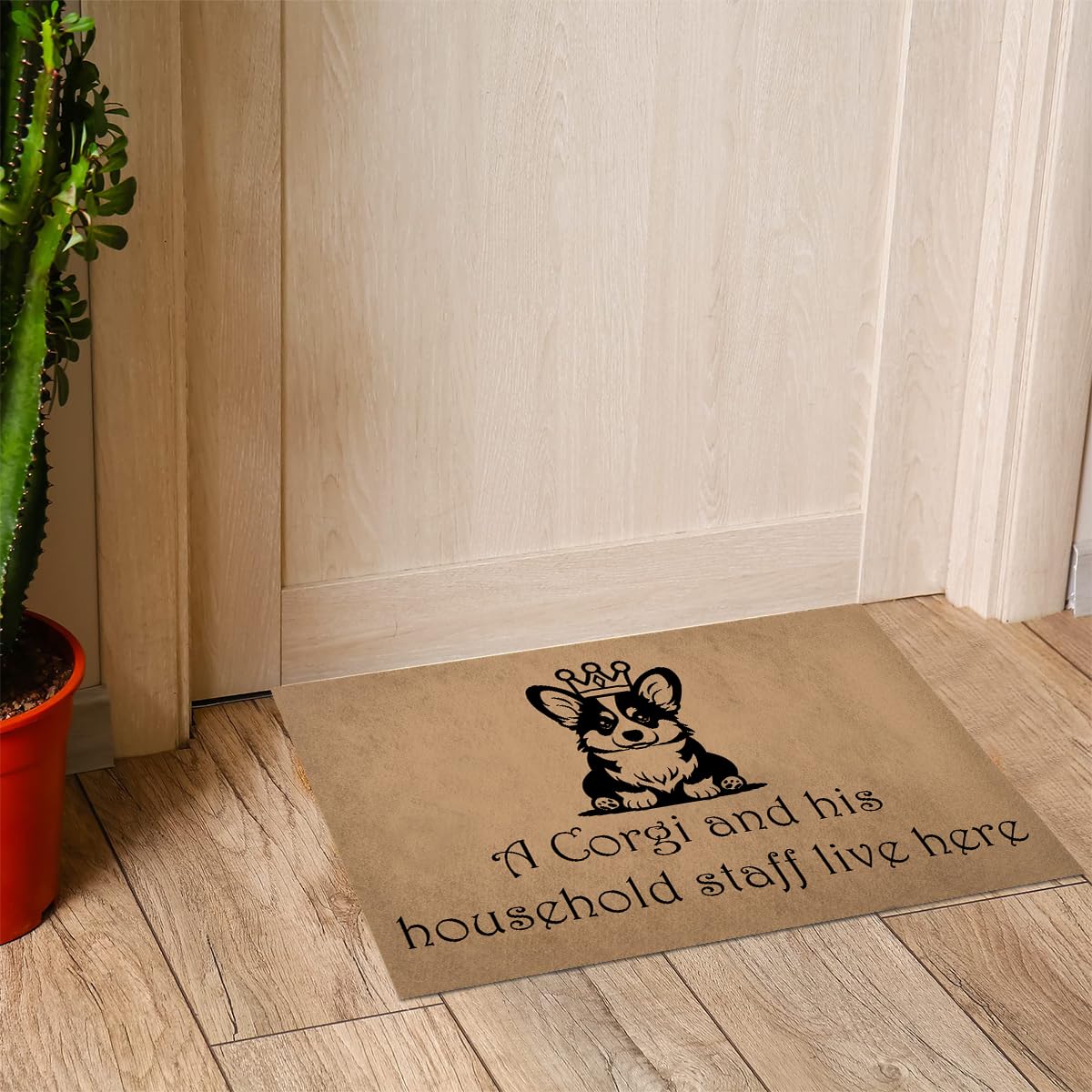 GXFC ZHAO Funny Welcome Doormats Decorative Area Rugs for Entrance Novelty Gift Mat Front Door Porch Patio Mats(23.7 X 15.9 in) (A Corgi and His Household Live Here Dog Lover)