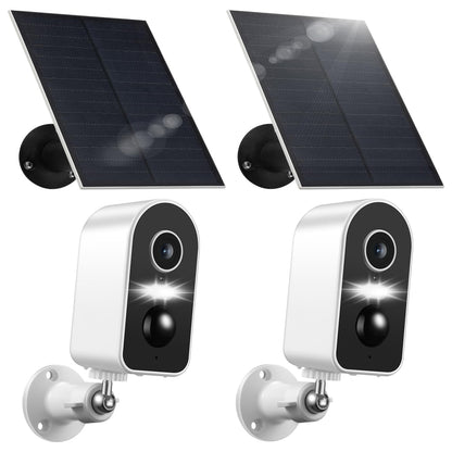 Solar Security Cameras Wireless Outdoor, Battery Powered 2K WiFi Cameras for Home Surveillance, PIR/AI Motion Detection, Waterproof, Color Night Vision, 2-Way Audio, (2 Pack)