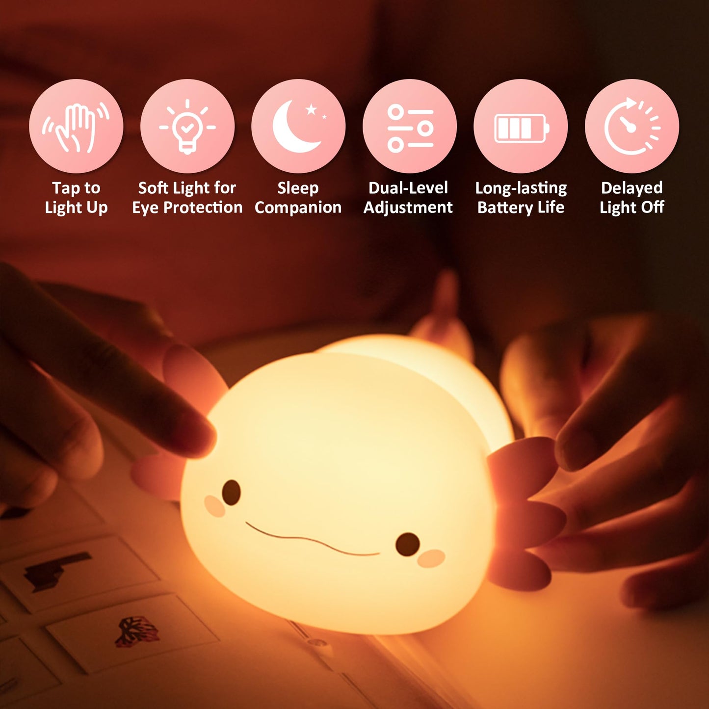 OkiyiD Axolotl Gifts, Cute Axolotl Night Light for Kids, Animal Silicone Nursery Night Lamp, Cute Room Decor Night Light for Kids Girls Boys Birthday Christmas Gifts
