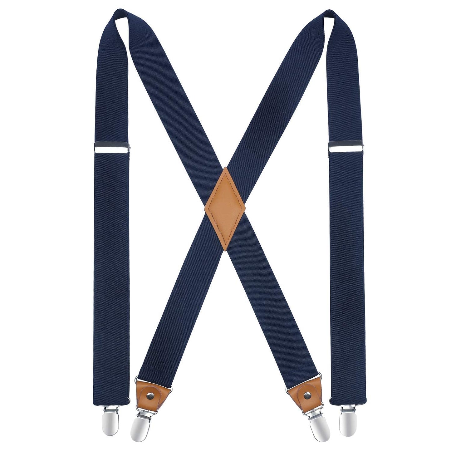 HISDERN Suspenders for Men Navy Mens Suspenders Blue Adjustable Elastic Suspender Braces Heavy Duty Clips X-Back 1.4 Inch Work Trousers