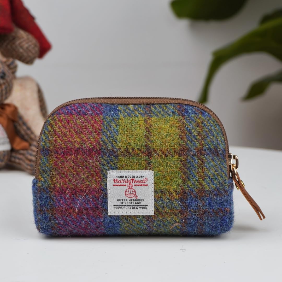 Harris Tweed Mini Travel Makeup Carrying Case Cosmetic Bag Portable Electronics Accessories Organizer Coin Purse (No.2163)