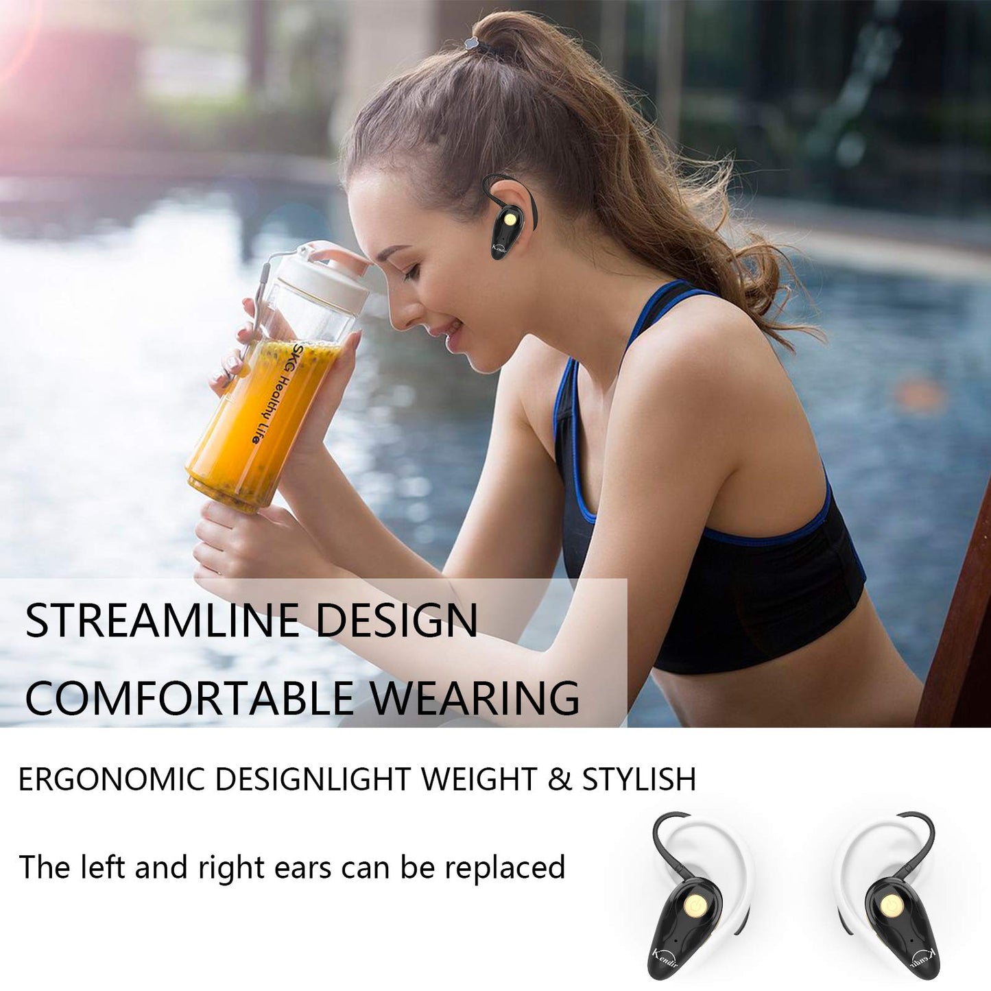 Bluetooth Headset, V5.0 Ultralight Wireless Headphone Cell Phone Earpiece with Mic Headsetcase,Volume Control, Handsfree Earbud,Compatible with Android/iPhone/Smartphones/Laptop