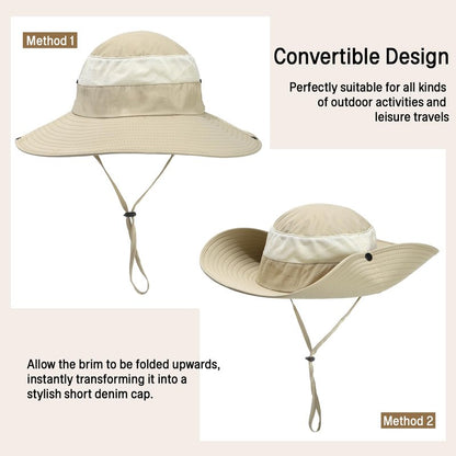 KUANG! Men Women Sun Hats Fishing Hat UPF 50+ Breathable Wide Brim Hiking Summer UV Protection Bucket Hats Beige
