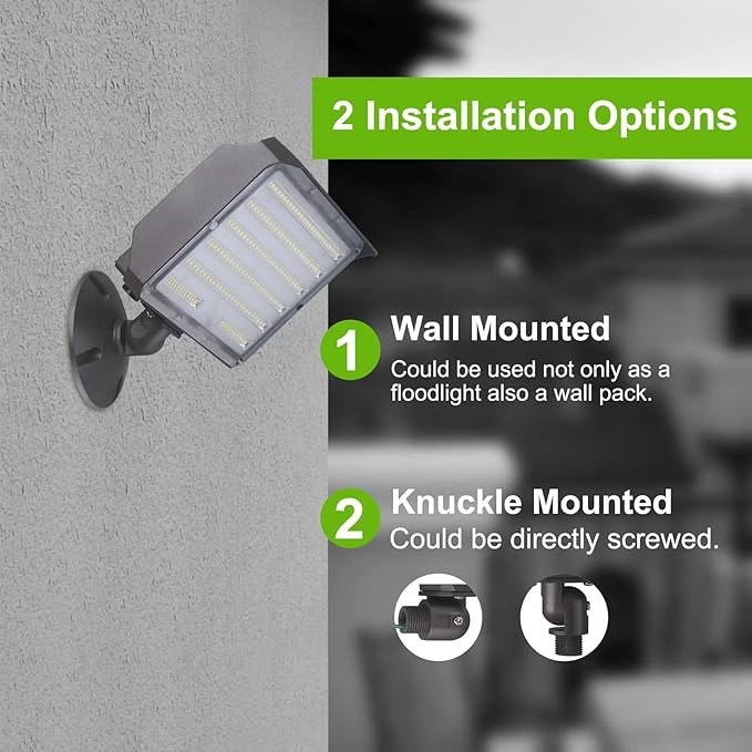 100W LED Flood Light with Knuckle, Outdoor Flood Light Dusk to Dawn Photocell 5000K 14000lm AC100-277V Equivalent 1000W, ETL Waterproof Wall Mount LED Security Lighting for Yard Entrance