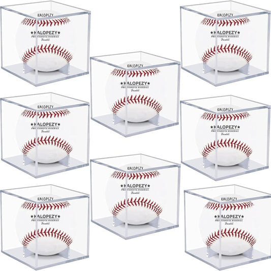 Baseball Display Case - 8 Pack UV Protected Acrylic Cube for Autographed Balls | Clear Memorabilia Showcase