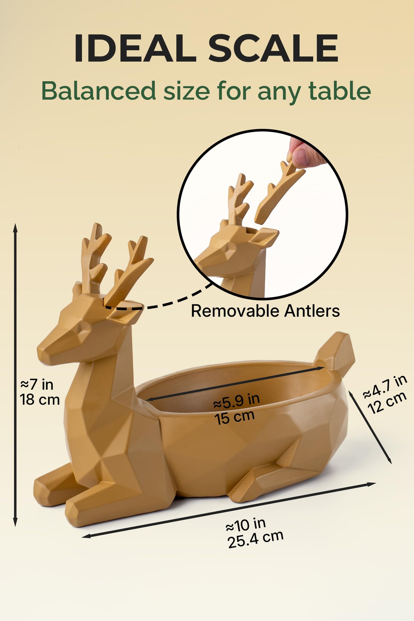 Fuzrea Low-Poly Deer Bowl, Resin Reindeer Statue, Deer Candy Dish & Key Holder, Deer Desk Decor for Living Room, Entryway, Dining Table, Office, Shelves