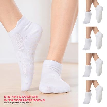 CoolMate Pilates Socks with Grips for Women, Yoga Socks, Crew Non Slip Women for Workout, Barre, Pilates Gifts