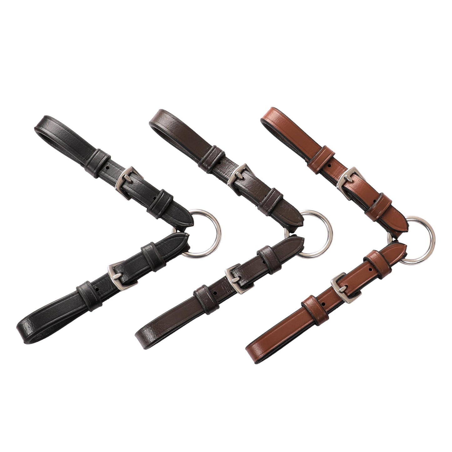 Exion Adjustable Pelham Bit Converter for Horse Bridle – Leather Single Rein Rounding Strap with Double Buckles – English Tack for Jumping & Training – Stainless Steel Hardware – Black & Brown