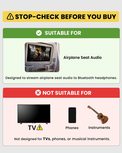 Avantree Relay - Premium Airplane Bluetooth Adapter with Advanced Qualcomm Chipset, 2 Headphones Support, 25hrs Play Time, aptX Adaptive & HD Audio Transmitter for Airpods, Bose & Travel Flight