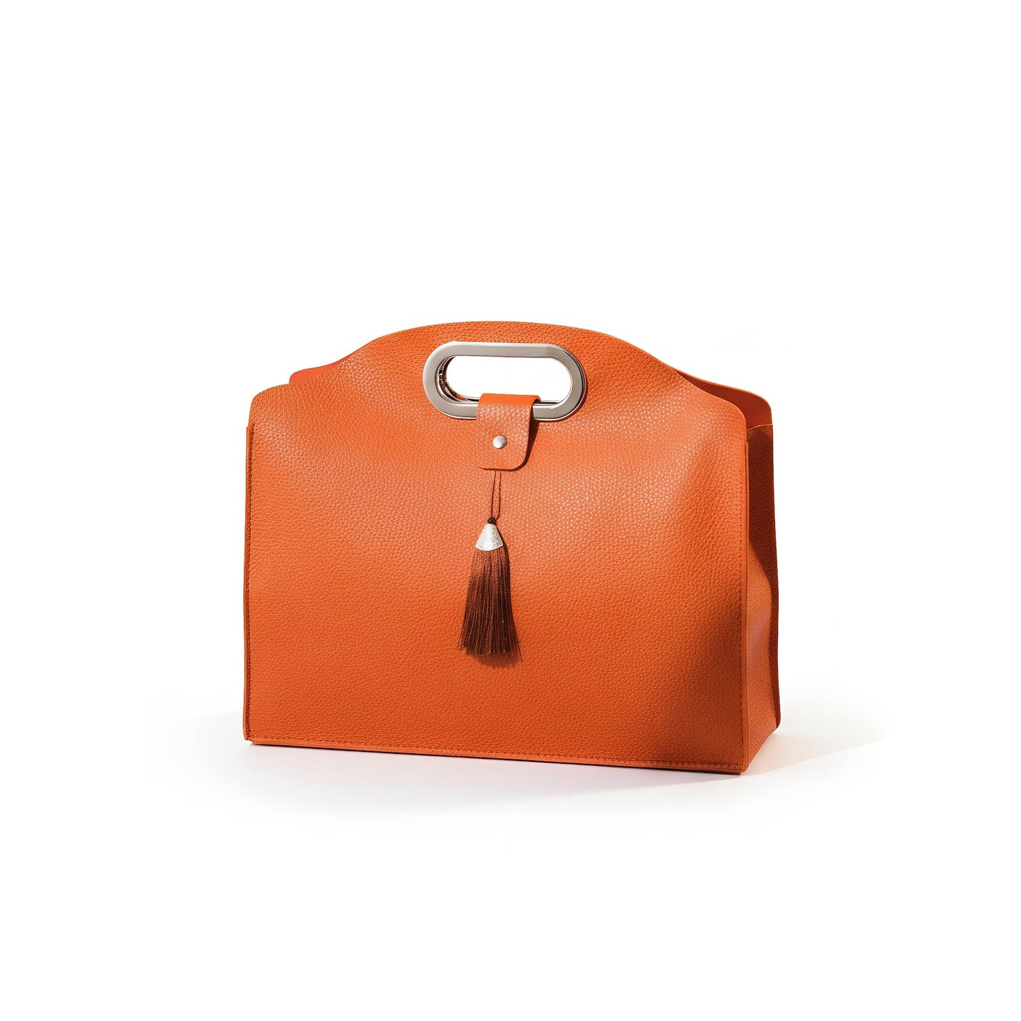 HiCrast Orange Leather Wine Tote Bag – 13x11x4 inch Portable Wine Carrier with Built-In Divider for 1-2 Bottles, Elegant Wine Travel Bag and Double Wine Gift Bag for Weddings, Parties & Picnics