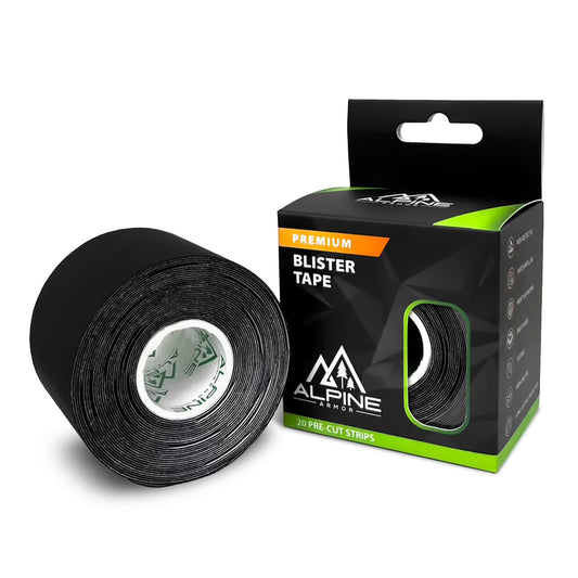 Alpine Armor - Blister Tape for Effective Blister Prevention, Weather-Resistant Running Tape for Sports, Hiking & Other Activities, 20 Black Nylon Precut Strips for Any Prone Area of the Body