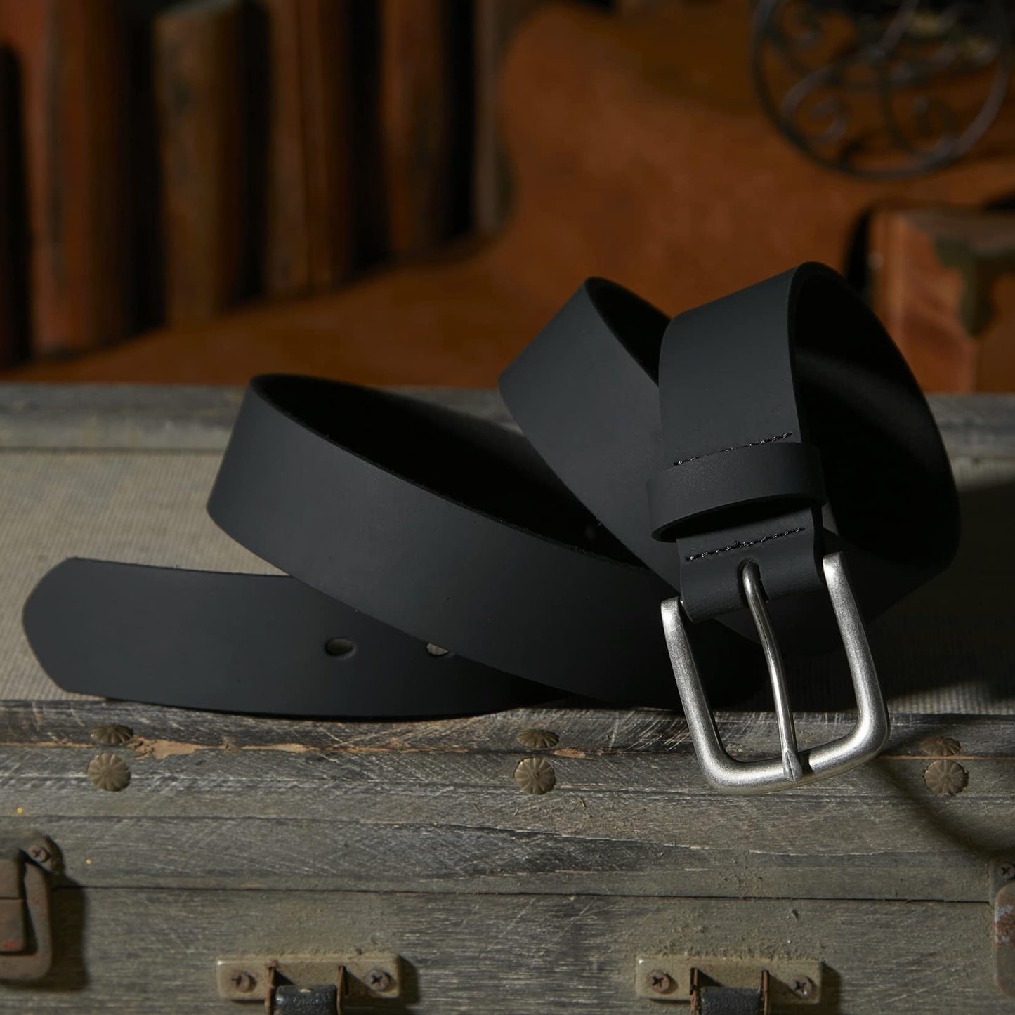 VATAN Men's Full Grain Leather Casual Every Day Jeans Belts, Handmade Men Leather Belt with Gift Box