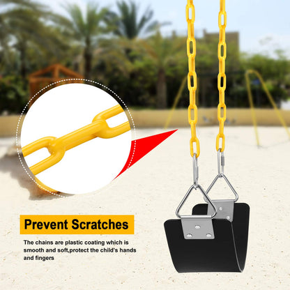 AGPTEK Swing Set, Seat with 66 Inch Anti-Rust Chains Thermoplastic Coated, Support 250lb, Cushion Accessories Replacement with Snap Hooks for Outdoors, Playground, Jungle & Gym - Black