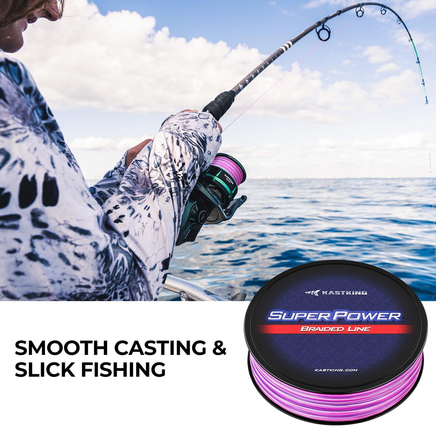 KastKing Superpower Braided Fishing Line, Red, 10LB, 500+47 Yds