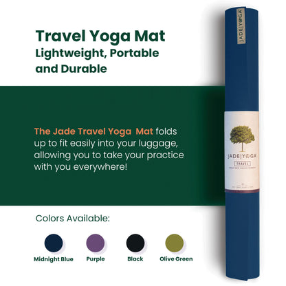 JadeYoga Travel Yoga Mat - Packable, Lightweight, and Portable Yoga Mat - Non-Slip Natural Rubber Mat for Women & Men - Great for Yoga, Home, Gym, Pilates, Fitness, and Stretching