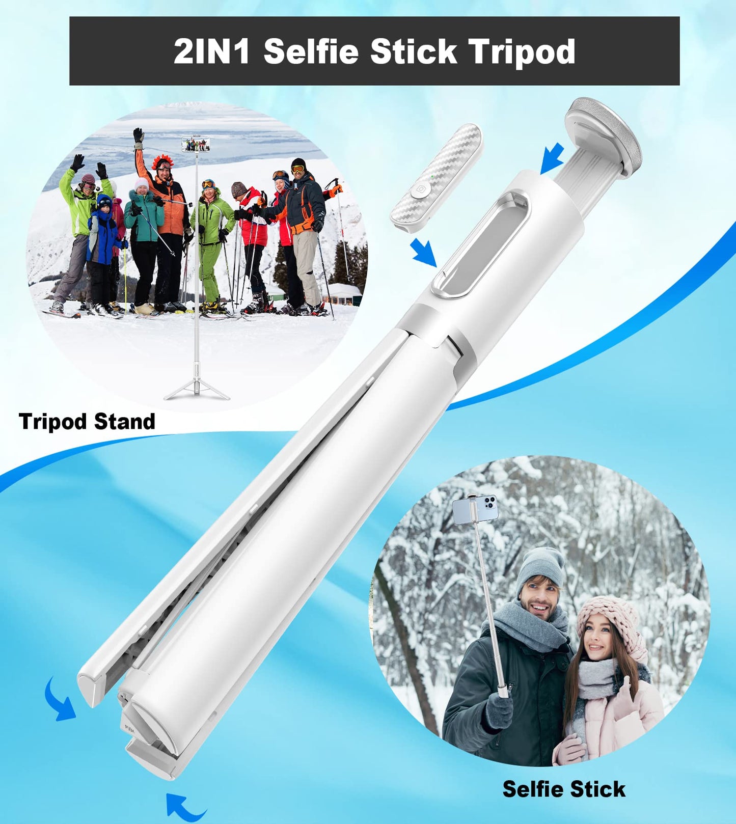 TONEOF 68" Magnetic Selfie Stick Tripod with Aluminum Strong Magnetic Holder for Magsafe, 360° Rotatable Travel Phone Tripod Stand with Metal Ring & Rechargeable Remote for iPhone/Android(Beige Gray)